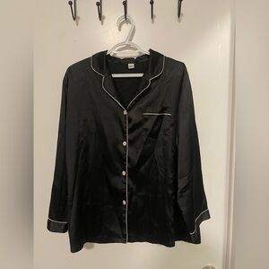 Elegant Black Satin Pajama Set